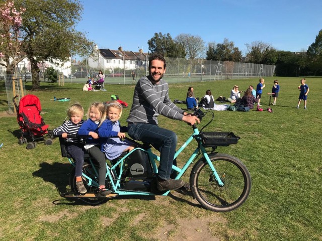 Jamie with his children, Tom and Barbara.  ‘Cargo bikes are my passion’